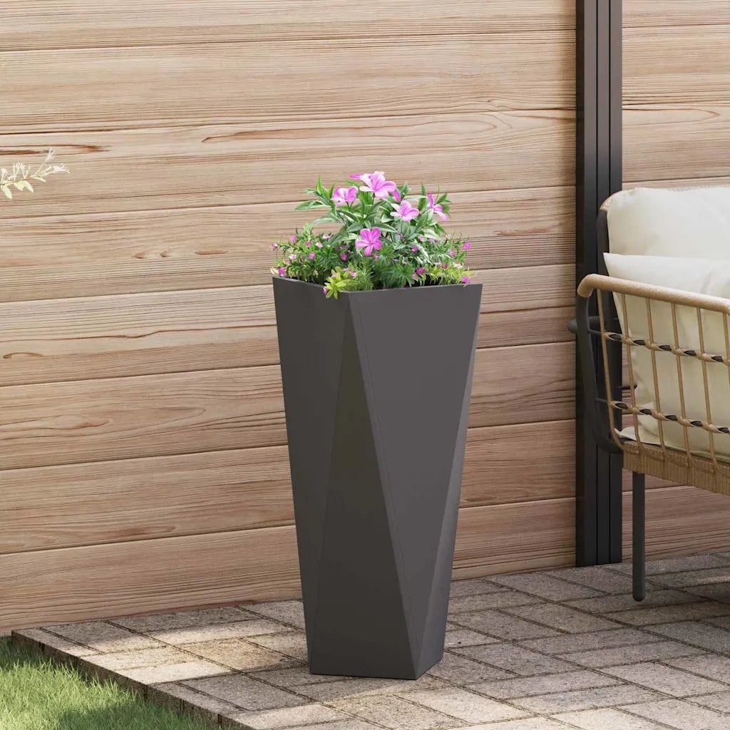 Fioriera-Vaso da Esterno-Contenitore per Piante Nero 30 x 30 x 75 cm Acciaio