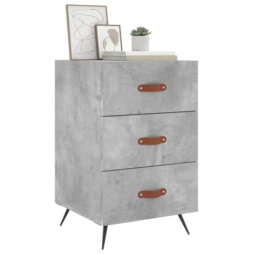 Comodino Grigio Cemento 40x40x66 cm in Legno Multistrato 827632