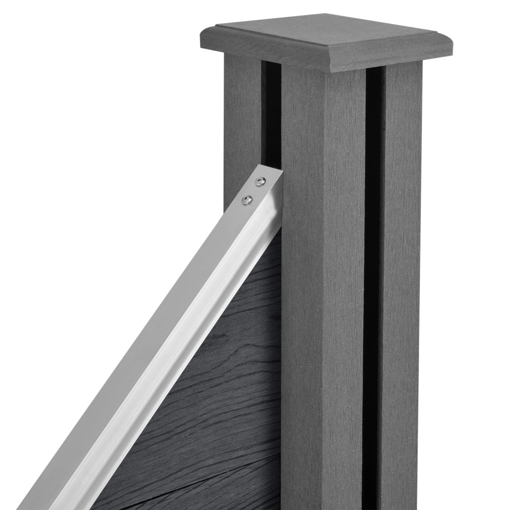 Recinzione in WPC Segovia per Giardino Elemento Terminale Inclinato Alto 180 cm Lungo 96 cm Grigio NEU.HOLZ