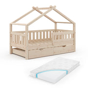 Vitalispa Letto montessori bambini Legno naturale 80x160 cm con letto per ospiti e materasso