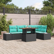 Set Divano da Giardino 6 pz Nero Poly Rattan 3358706
