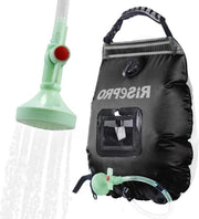 Doccia da Campeggio Premium 20L con Riscaldamento Solare - Doccia Solare 5 galloni Acqua Calda 45°C - Tubo Rimovibile - Interruttore ON/OFF - Testa di Doccia Regolabile - Ideale per Escursionismo e Arrampicata - Doccia Estiva Nero