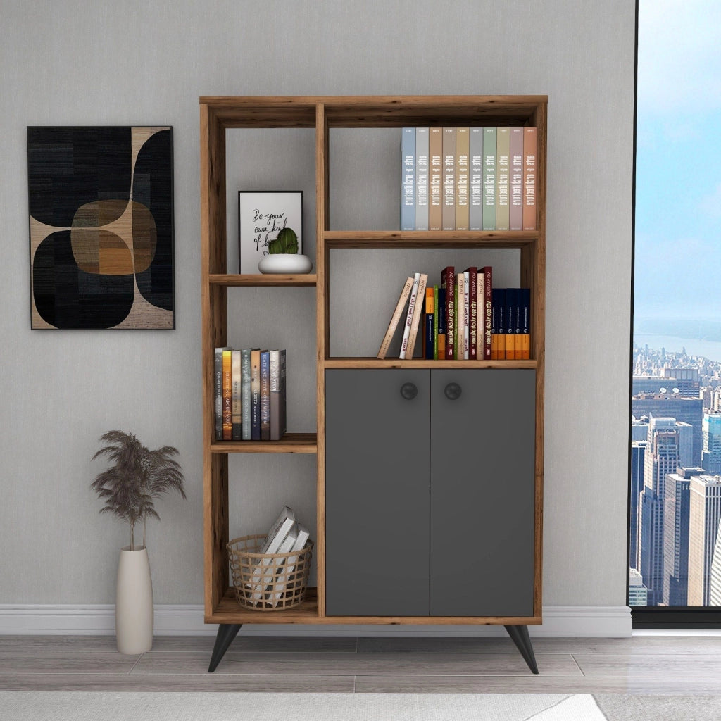 Biblioteca Taggia, Libreria 5 Ripiani, 80x25x136h cm Marrone Noce