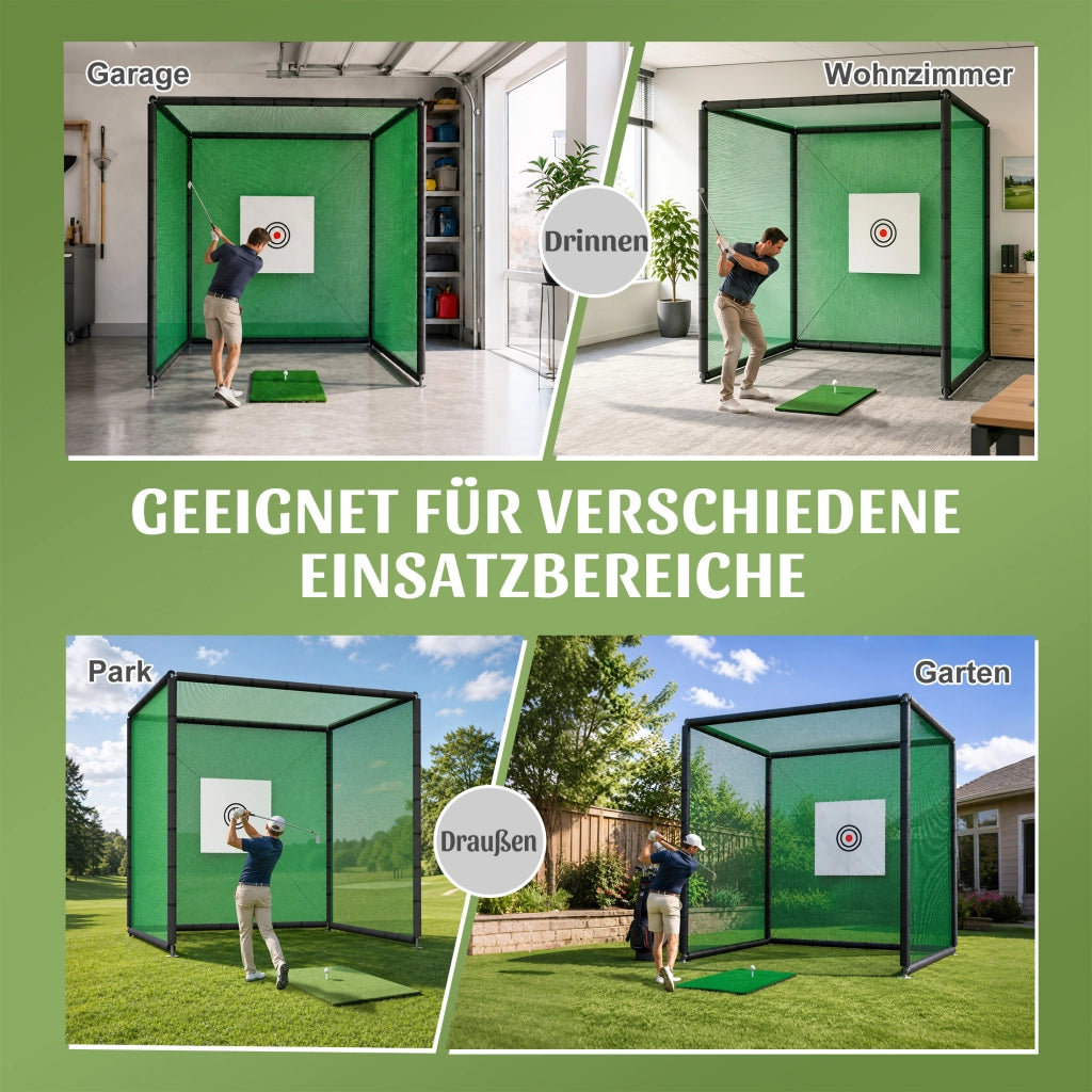 RETE PRATICA GOLF 300x300x300 cm Metallo Nero per Interno ed Esterno