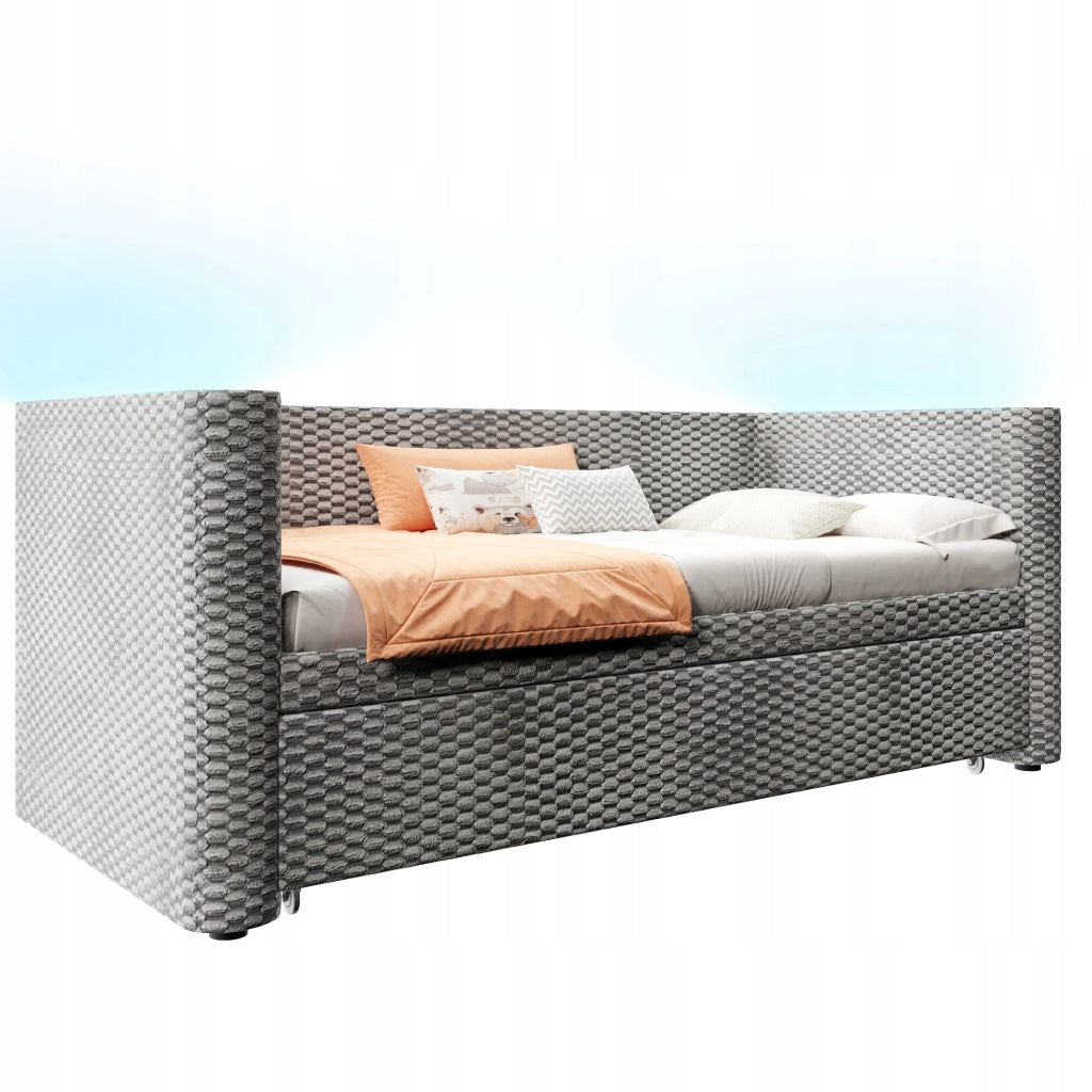 Letto singolo Xylo 90x200 cm, letto matrimoniale Xylo 180x200 cm, grigio, vellutato