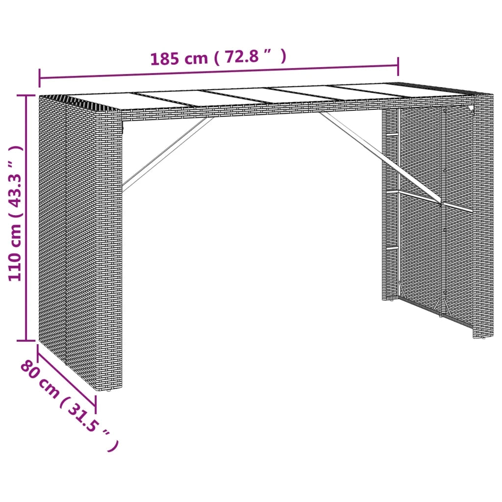 Set Bar da Giardino 7 pz con Cuscini in Polyrattan Marrone 3200663