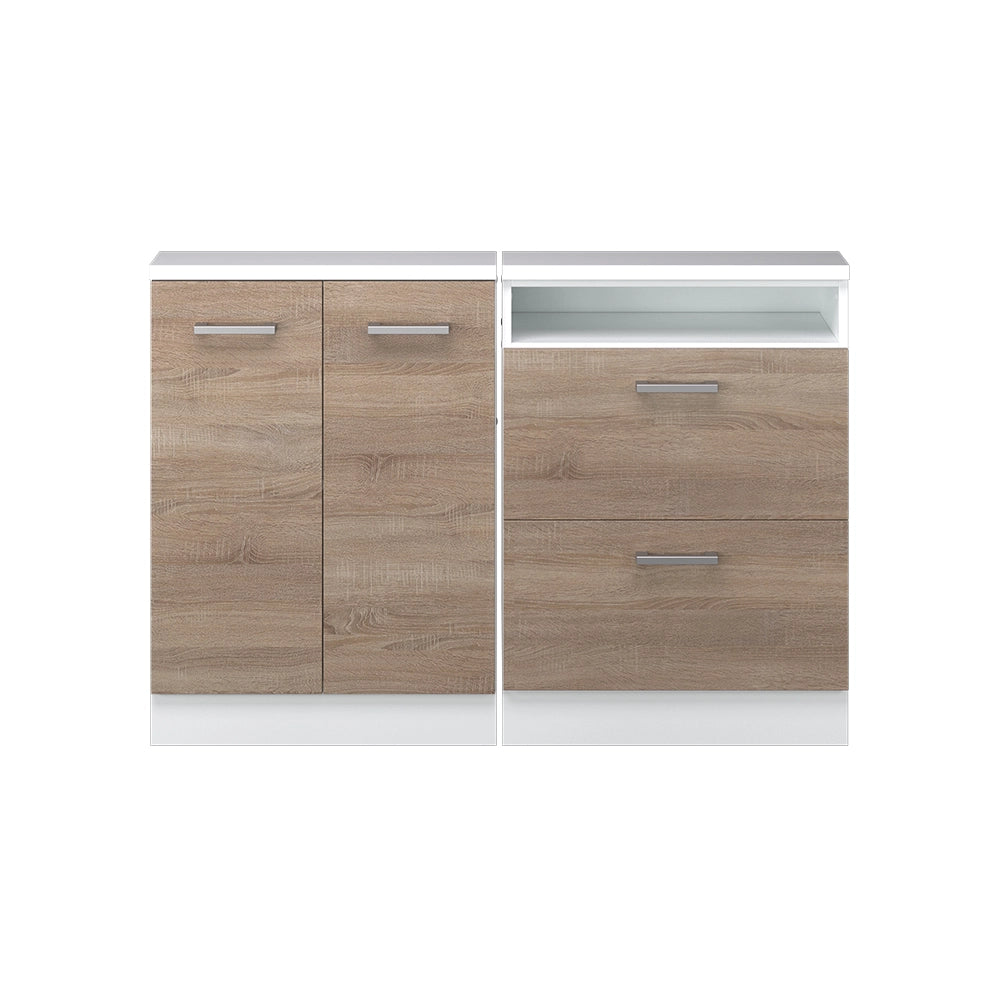 Mobile cucina sottotetto R-Line Sonoma/Bianco 120 cm Set di 2 Vicco