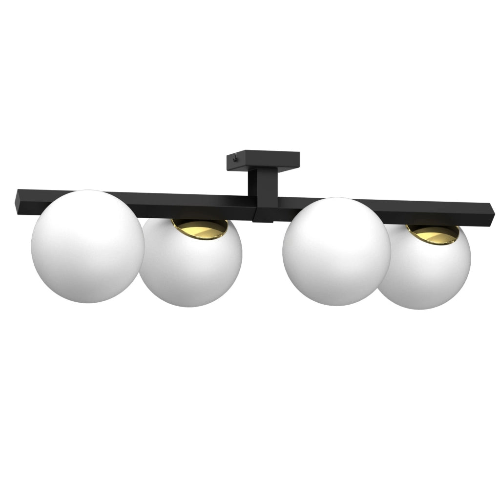 Plafoniera Idris Luminex 4xE27 nera oro sfere bianche