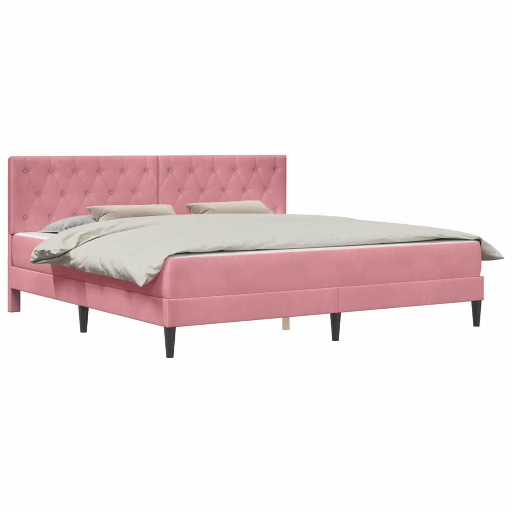 Struttura letto con materasso Rosa 200 x 200 cm Velluto 3415075