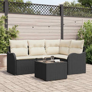 Set Divano da Giardino 5 pcs Nero polyrattan