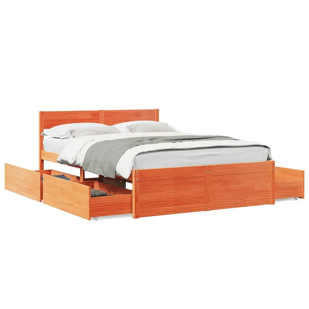 Letto senza Materasso Marrone Cera 120x190 cm in Legno di Pino