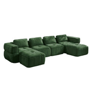 Divano modulare a U 4 posti - senza struttura con 2 pouf e seduta profonda - in poliestere verde