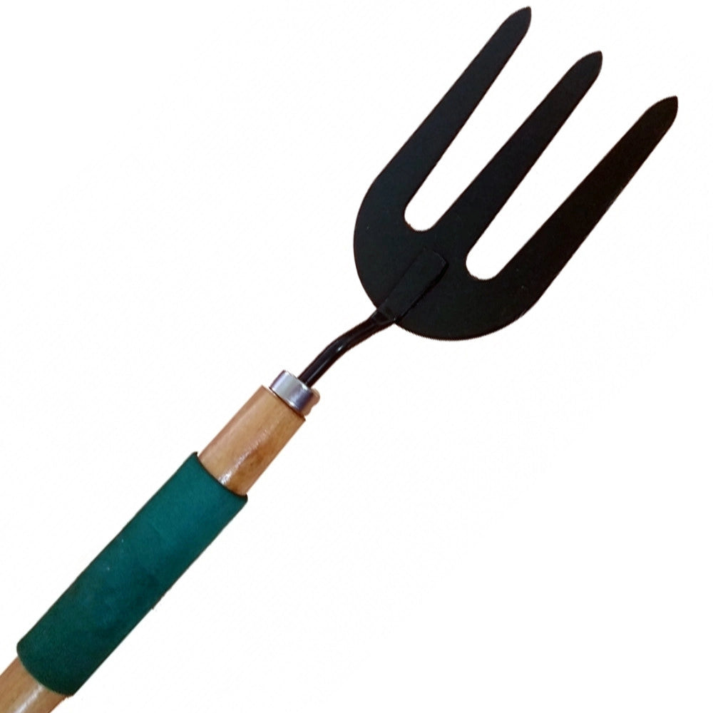 Trade Shop - Forchetta In Acciaio Manico Legno E Gomma Raccogli Terra Giardinaggio Giardino -