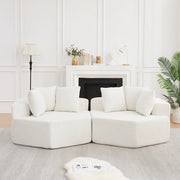 POLTRONA Lounge esagonale modulare in chenille beige con 3 cuscini
