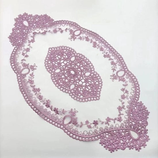 Tavola di Accompagnamento 29 x 51 cm - Tavola Decorativa - Orlo Ricamato - Lavabile - Poliestere - Adatto per Casa/Ristorante - Sottopiani da Tavolo