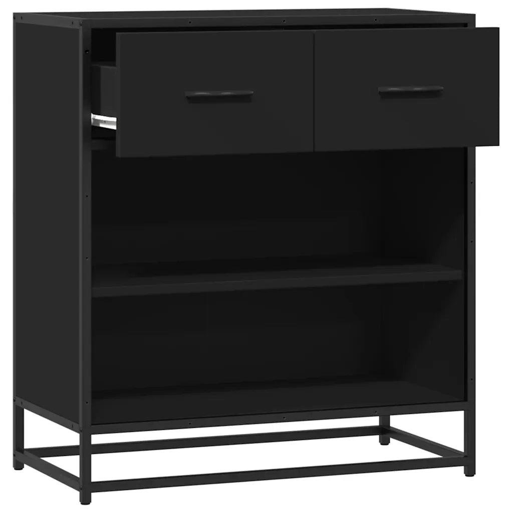 Credenza Rovere Nera 68x35x76 cm in Legno Multistrato