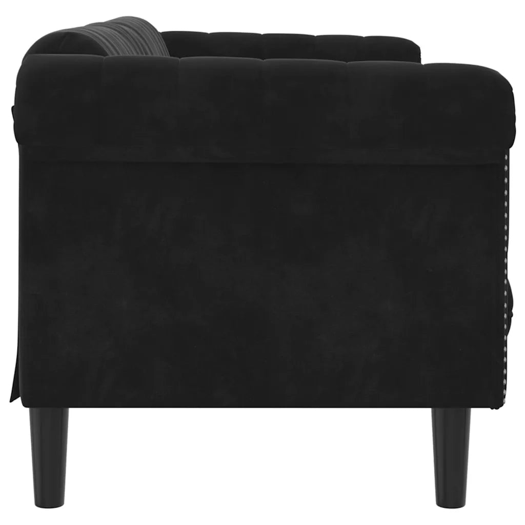 Divano a 3 Posti-Sofa 3 Posti Nero in Velluto