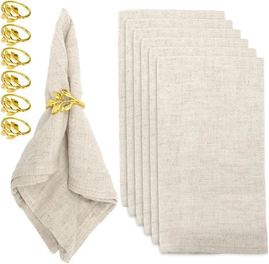 Set di 12 Stoffe di Lusso per tovaglioli e tovaglioli di servizio per tutte le occasioni, 40 x 40 cm (Beige)