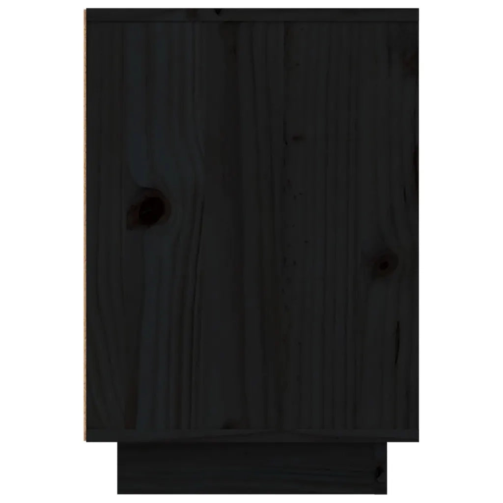 Comodino Nero 50x34x50 cm in Legno Massello di Pino 814487