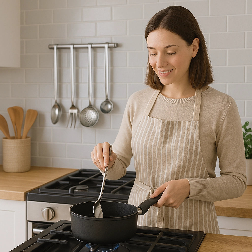 Set Mestoli Cucina Acciaio Inox 6 Pezzi con Barra da Parete – Made in Italy – Lavabili in Lavastoviglie