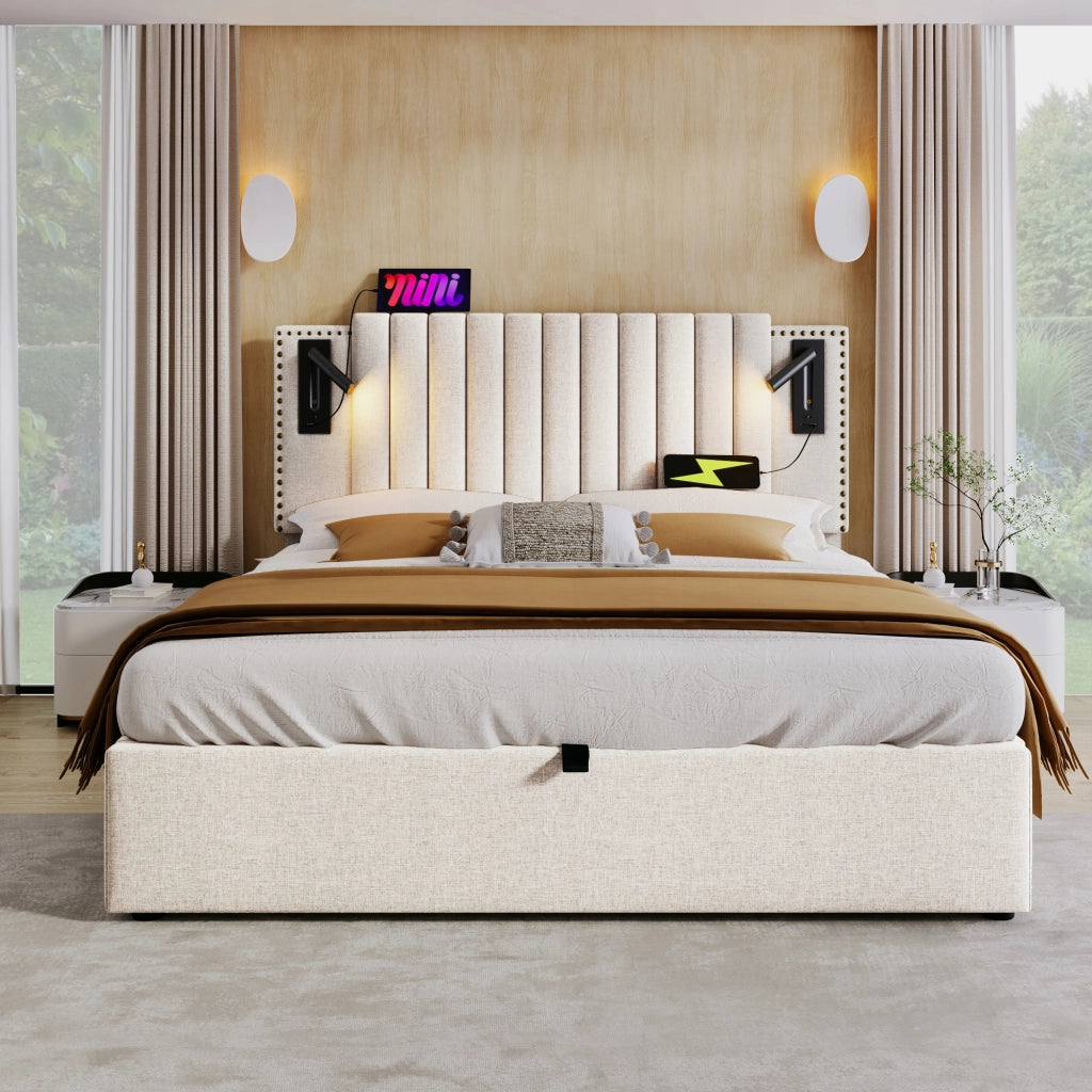Letto singolo 140x200 - Xylo - Colore beige senza materasso