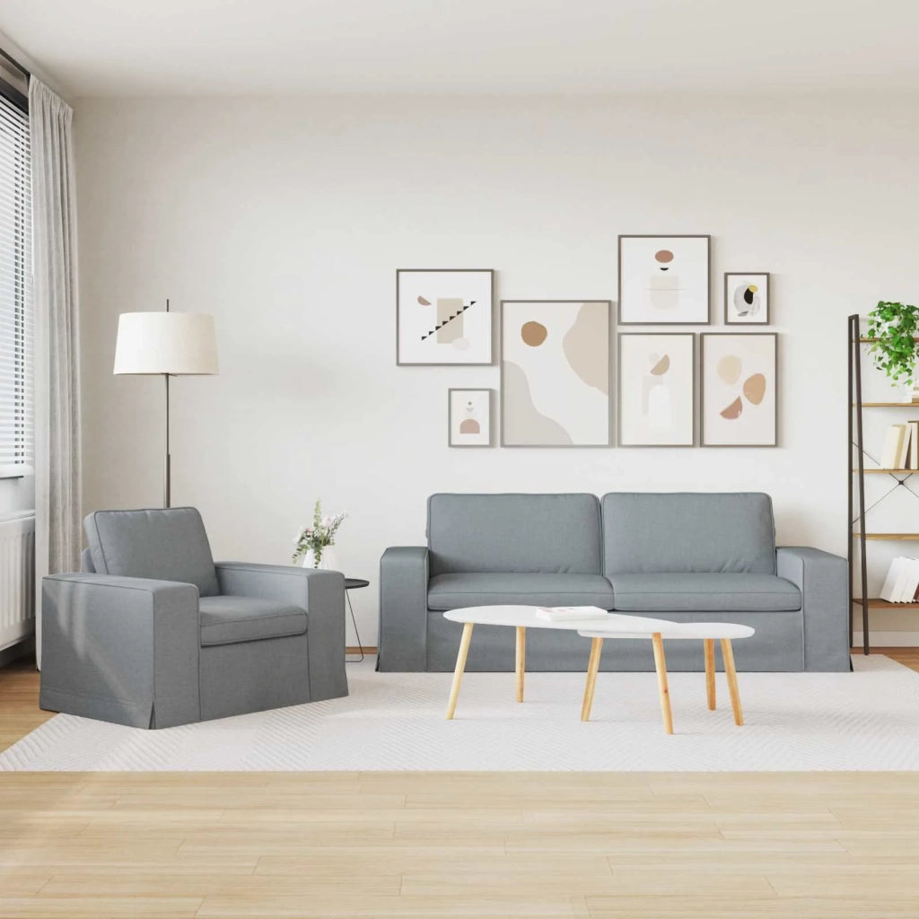 Set di divani 2 pcs Grigio chiaro 222 x 80 x 82 cm Tessuto