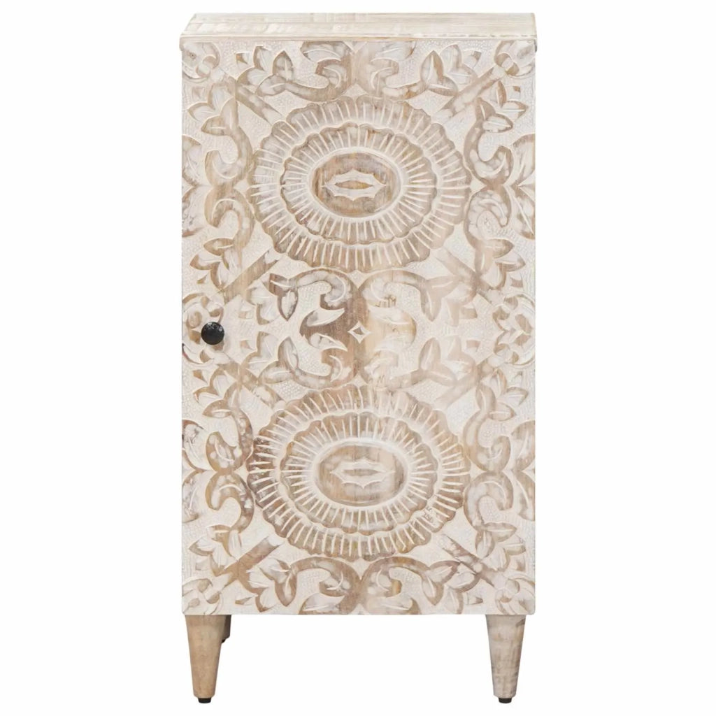 Credenza Bianco 40 x 33,5 x 75 cm Legno di mango massello