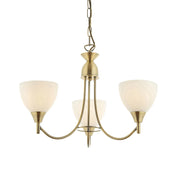 Lampadario classico ottone anticato opale 3xE14 Alton Endon
