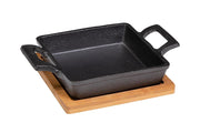 Tapas casseruola quadra 2 man. + supporto bamboo 19 x 14 cm