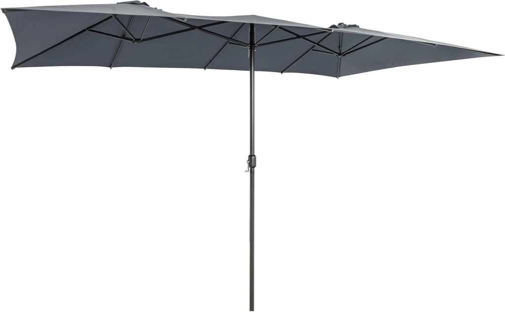 Ombrellone da Giardino Doppio 426 cm, con Manovella e 10 Stecche, Ombrellone Rettangolare Pieghevole, per Giardino Piscina Terrazza, 426 x 265 x 260 cm (Beige)