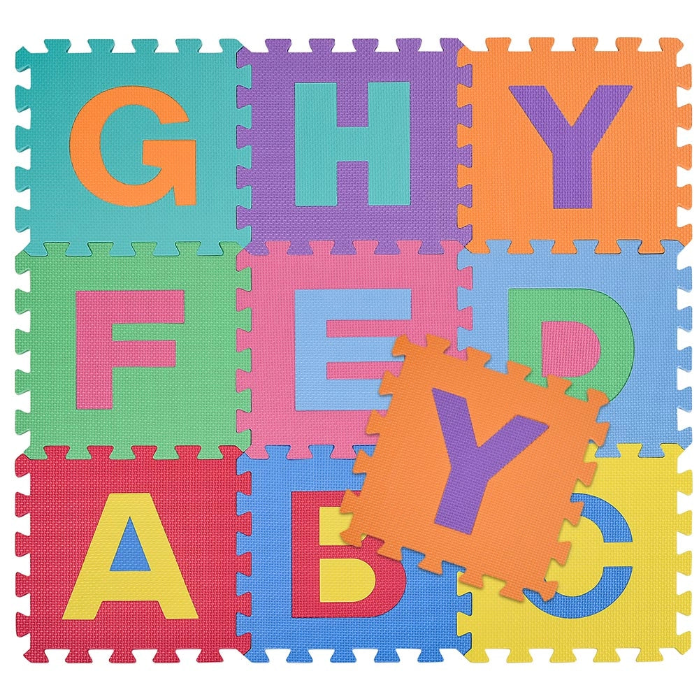 Tappetino Puzzle Maxi Lettere Colorato 9 Pezzi Gomma Eva Gioco Bambini 30x30cm