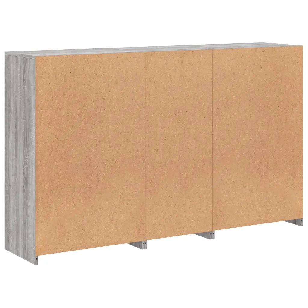 Credenza con Luci LED-Buffet-Armadio da cucina Grigio Sonoma 162x37x100 cm