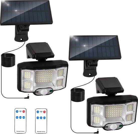 Illuminazione Esterna Solare - "Lampade Solari Intelligente a Doppio: Illuminazione Esterna Potente con Sensore di Movimento, 270 Gradi di Regolazione dell'Angolo, 96 LED, IP65 - Inclusa Cavo da 5m per Parete, Giardino, Garage e Porta d'ingresso