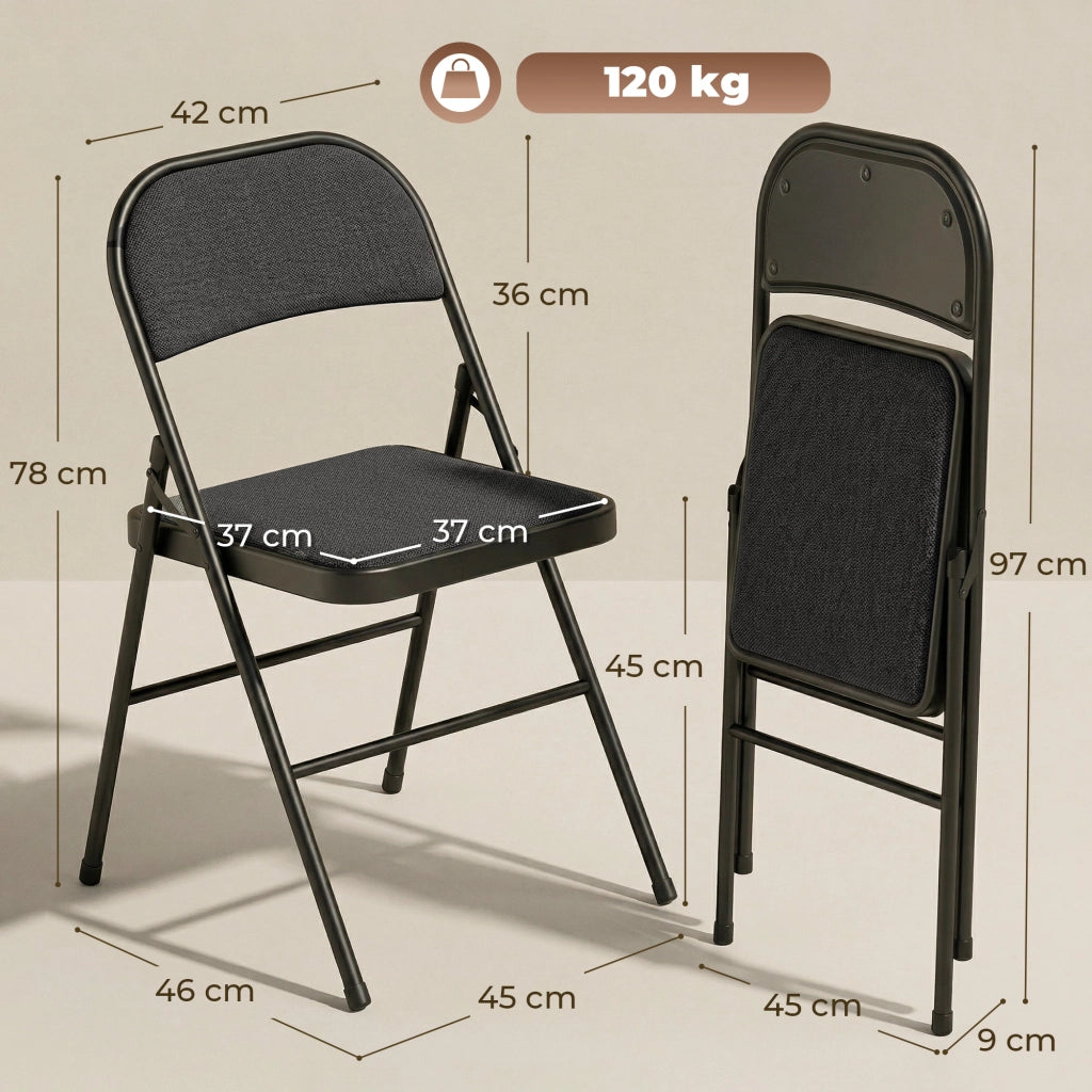 Sedie da pranzo pieghevoli ¨C zephmum ¨C nere, metallo, 45x46x78 cm