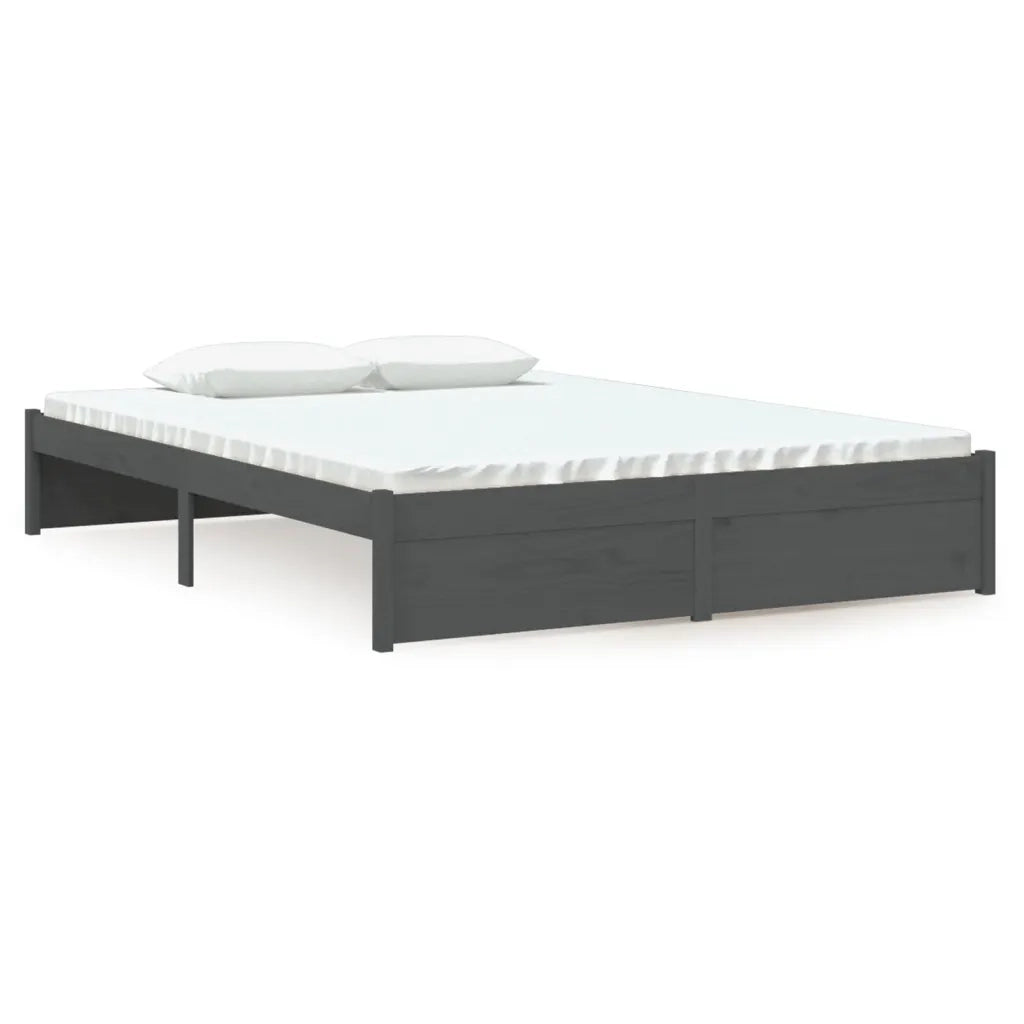 Giroletto-Struttura Letto Grigio in Legno Massello 135x190 cm Double 638874