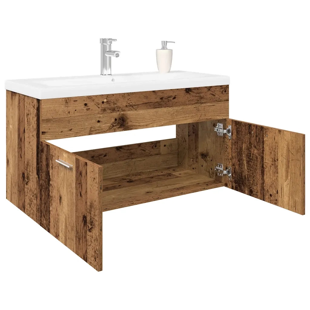 Mobile Bagno Lavabo Integrato Legno Antico in Legno Multistrato