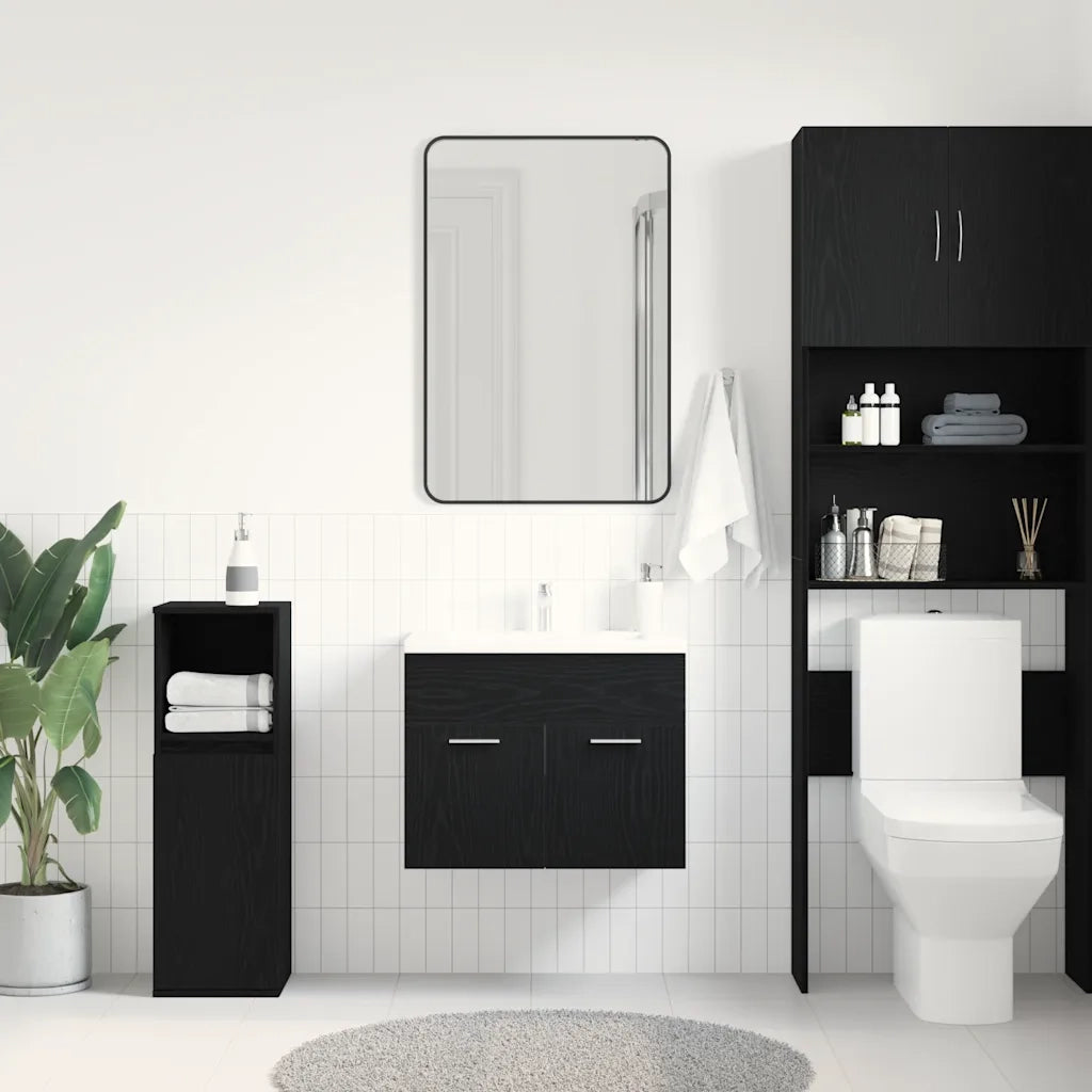 Mobile Lavabo da Bagno Rovere Nero 60x38,5x46 cm in Truciolato 862025