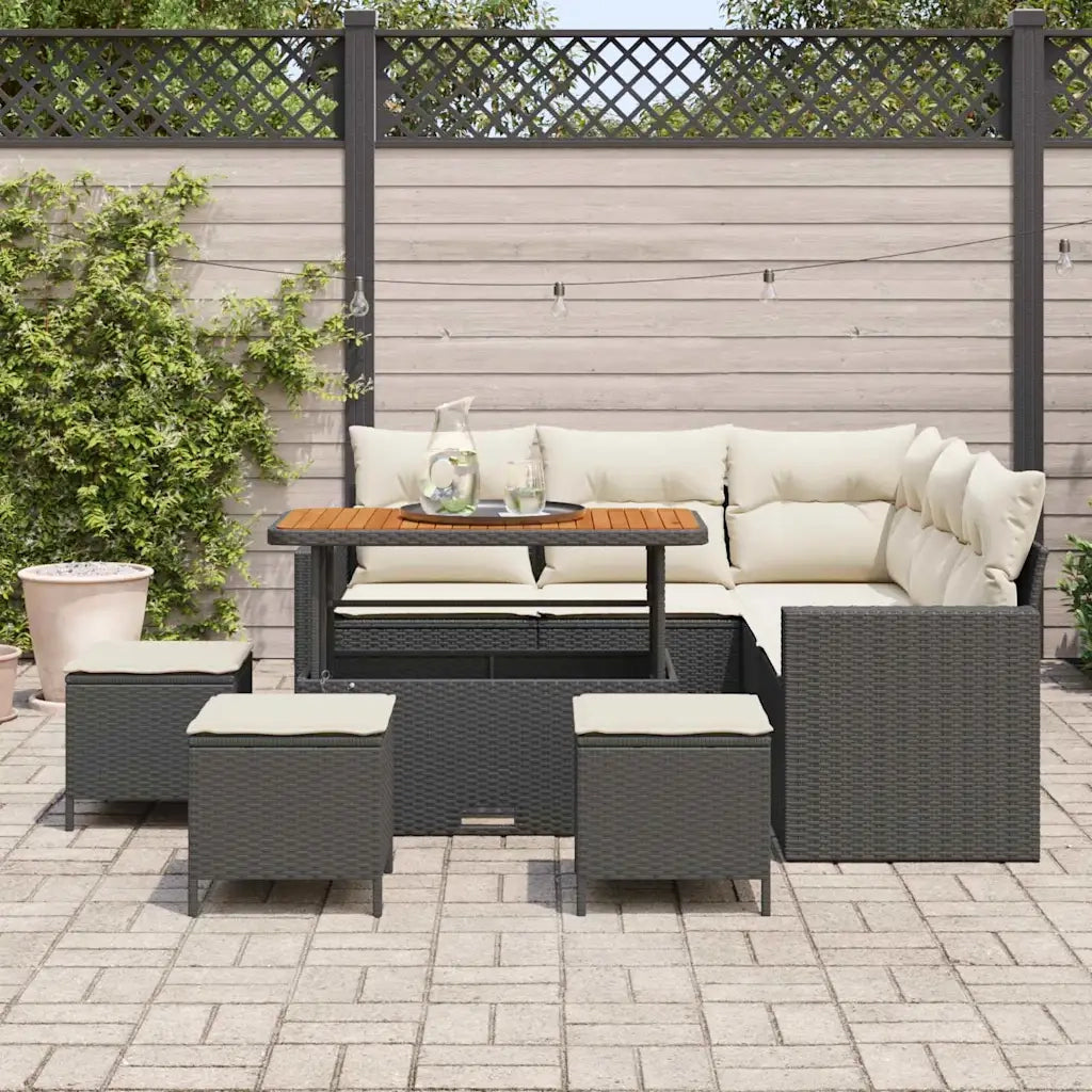 Set Divano da Giardino 9 pcs Nero polyrattan 3361620