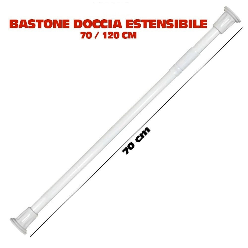 Trade Shop - Bastone Asta Telescopica Per Doccia Tenda Armadio Estensibile Da 70 A 120 Cm -