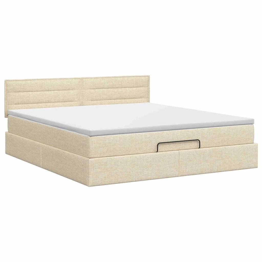 Letto ottomano con materasso Crema 140 x 190 cm Tessuto 3456245