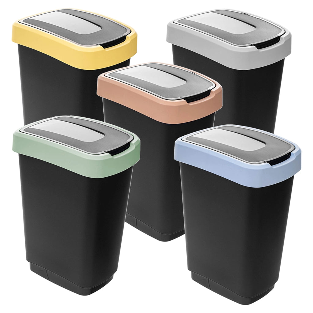 Set di 5 contenitori per la raccolta differenziata KADAX da 25 litri ciascuno, ideali per la cucina.