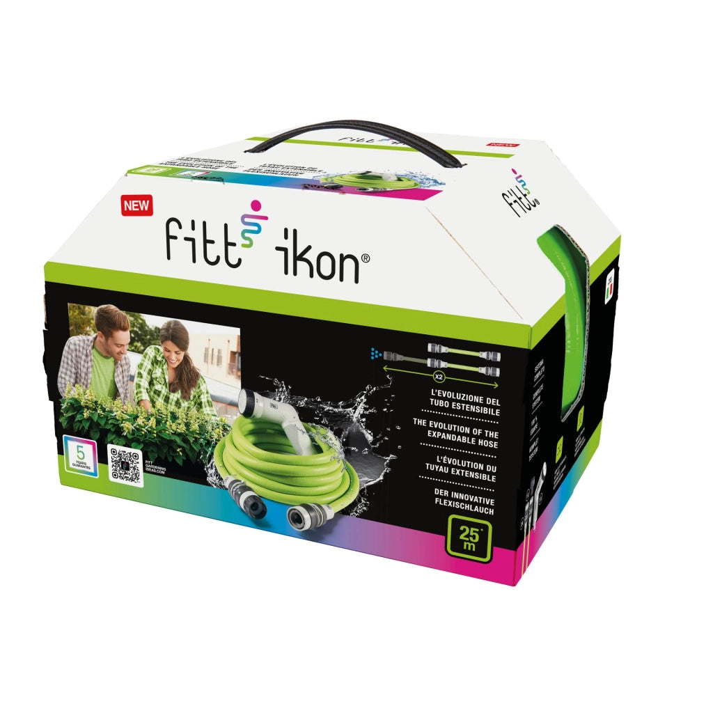 Tubo Estensibile Ikon con Raccordi e Lancia 12 m 13 25 Lime 1 Rotolo Fitt