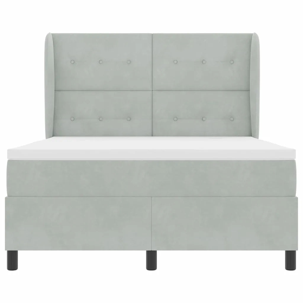 Letto a molle con materasso Grigio chiaro 200 x 140 cm Velluto 3340928