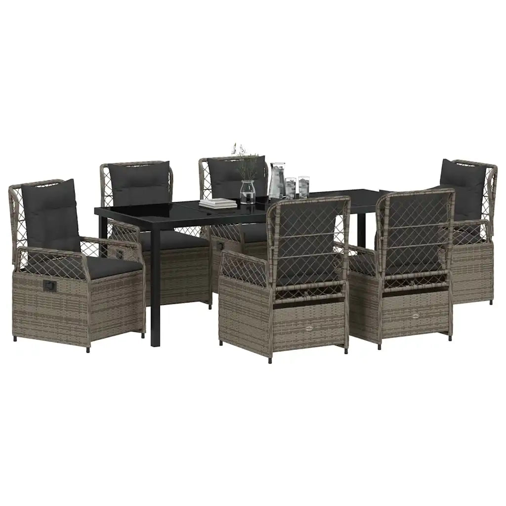 Set da Pranzo per Giardino 7 pcs Grigio polyrattan 3381000