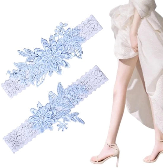 Cintura Elastica per Matrimonio - 2 Pezzi - Cintura con Bordo Elastico/Pearl - Cintura Soft per Sposa - Ideale per la Sposa - Circonferenza 40-60 cm - Gioielli da Sposa