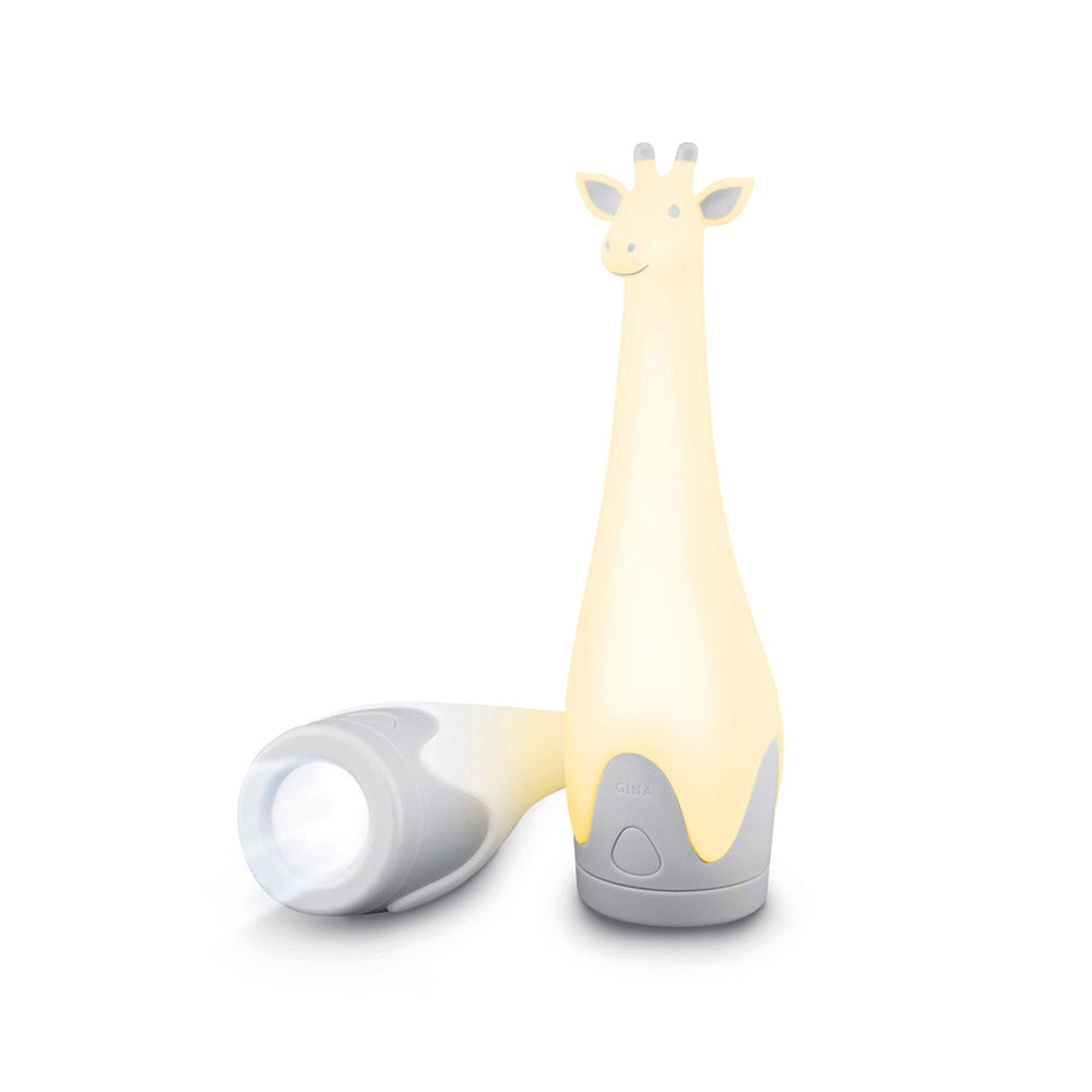 Luce Notturna Torcia Ricaricabile per Bambini 6x21 cm a Forma di Giraffa Bianco/Grigio