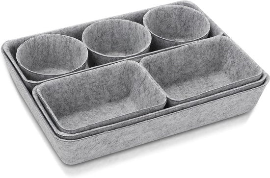 Organizzatore di Cassetta - Cassetti di Ripostiglio per Tappeti - Cassetto per Ufficio - Cassetta per Classificare - Progettato per Stacking - 8 pezzi - Grigio Chiaro