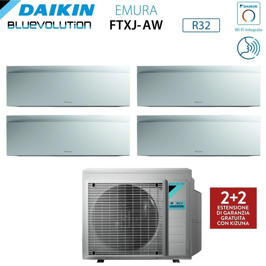 Climatizzatore Condizionatore Daikin Bluevolution Quadri Split Inverter serie EMURA WHITE III 7+12+12+18 con 4MXM80N R-32 Wi-Fi Integrato 7000+12000+12000+18000 Colore Bianco - Garanzia Italiana