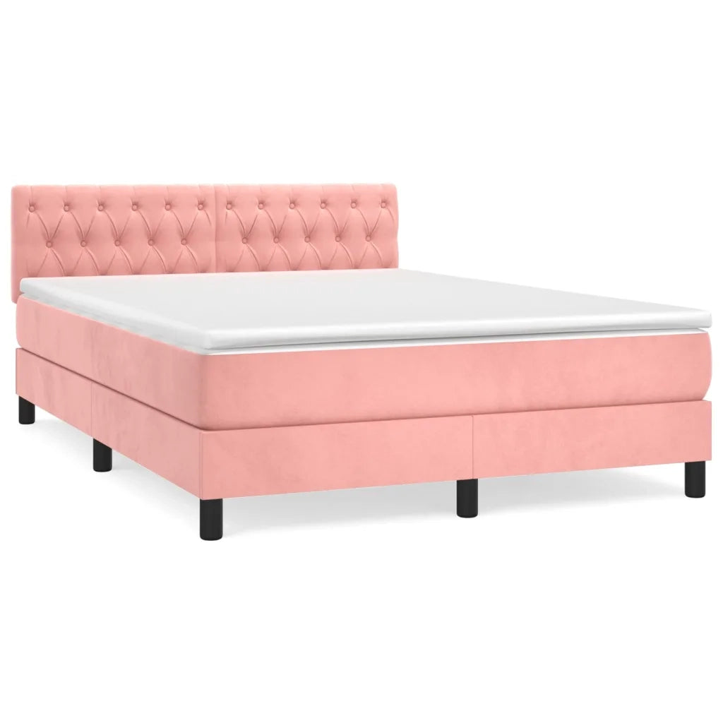 Giroletto a Molle con Materasso Rosa 140x190 cm in Vellutocod mxl 123635