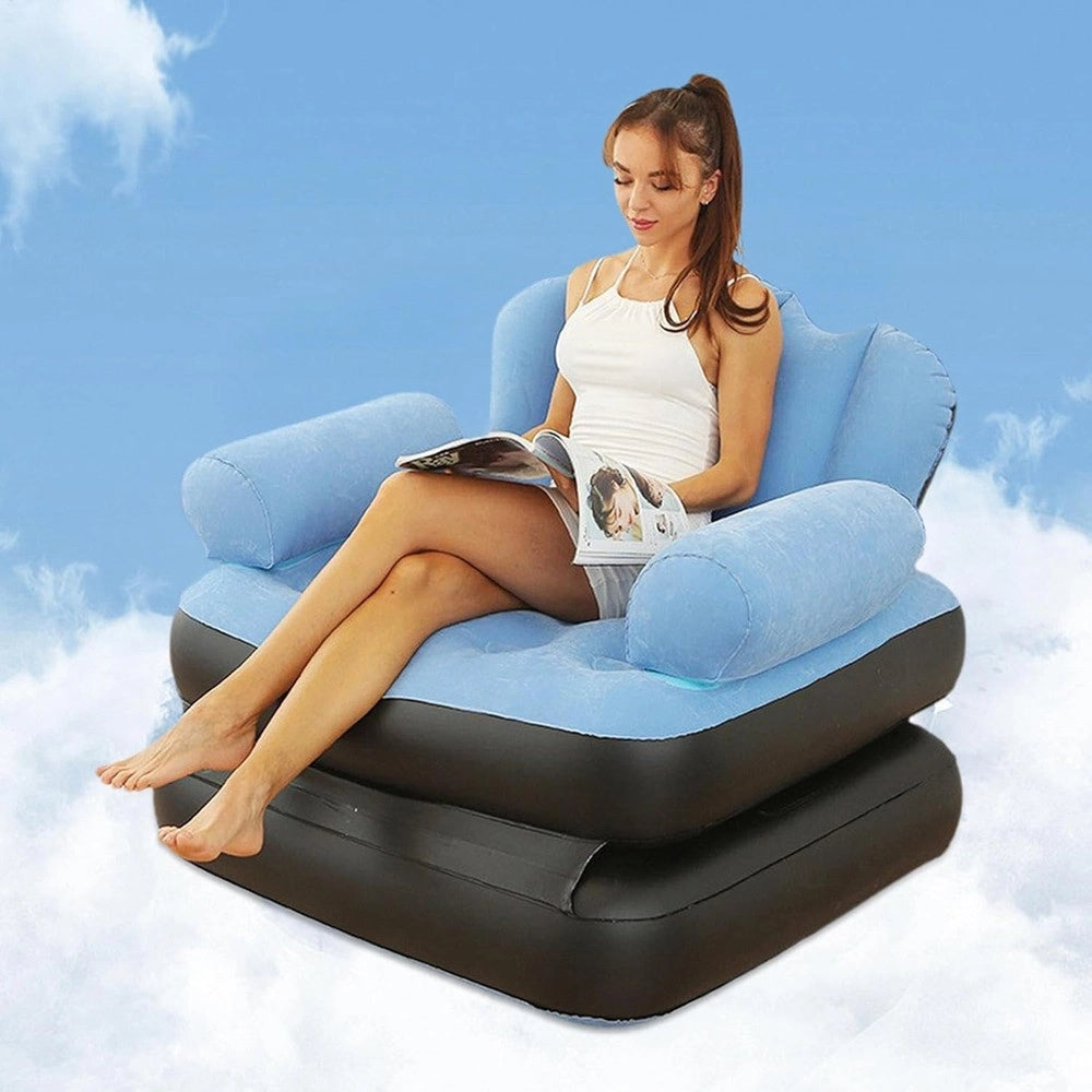 Trade Shop - Poltrona Gonfiabile Divano Letto Ad Aria Pieghevole Portatile Materasso Campeggio -